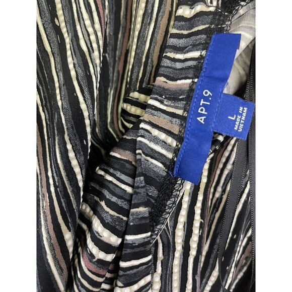 Apt 9 Large NWT Dress Striped Stretchy Liquid Knit Textured Black Brown Career - Picture 8 of 9